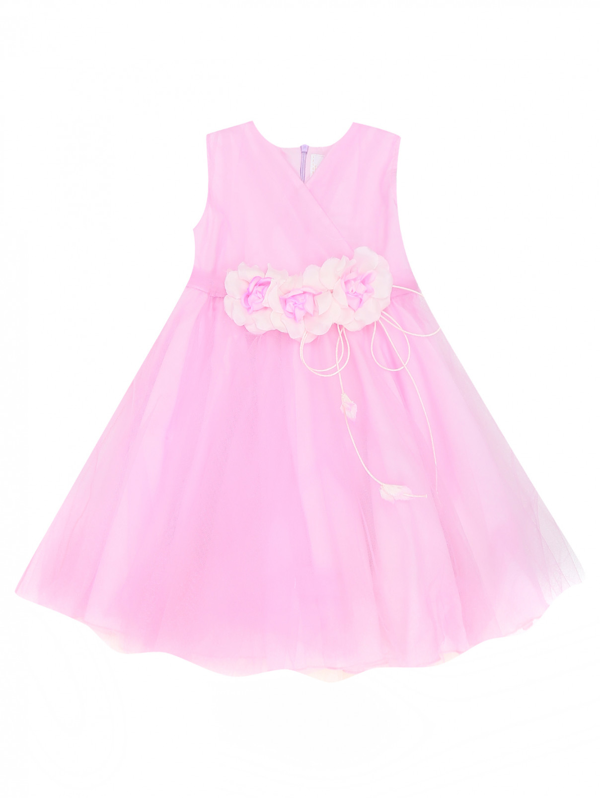 Платье с пышной юбкой и декоративными цветами Aletta  –  Общий вид  – Цвет:  Розовый
