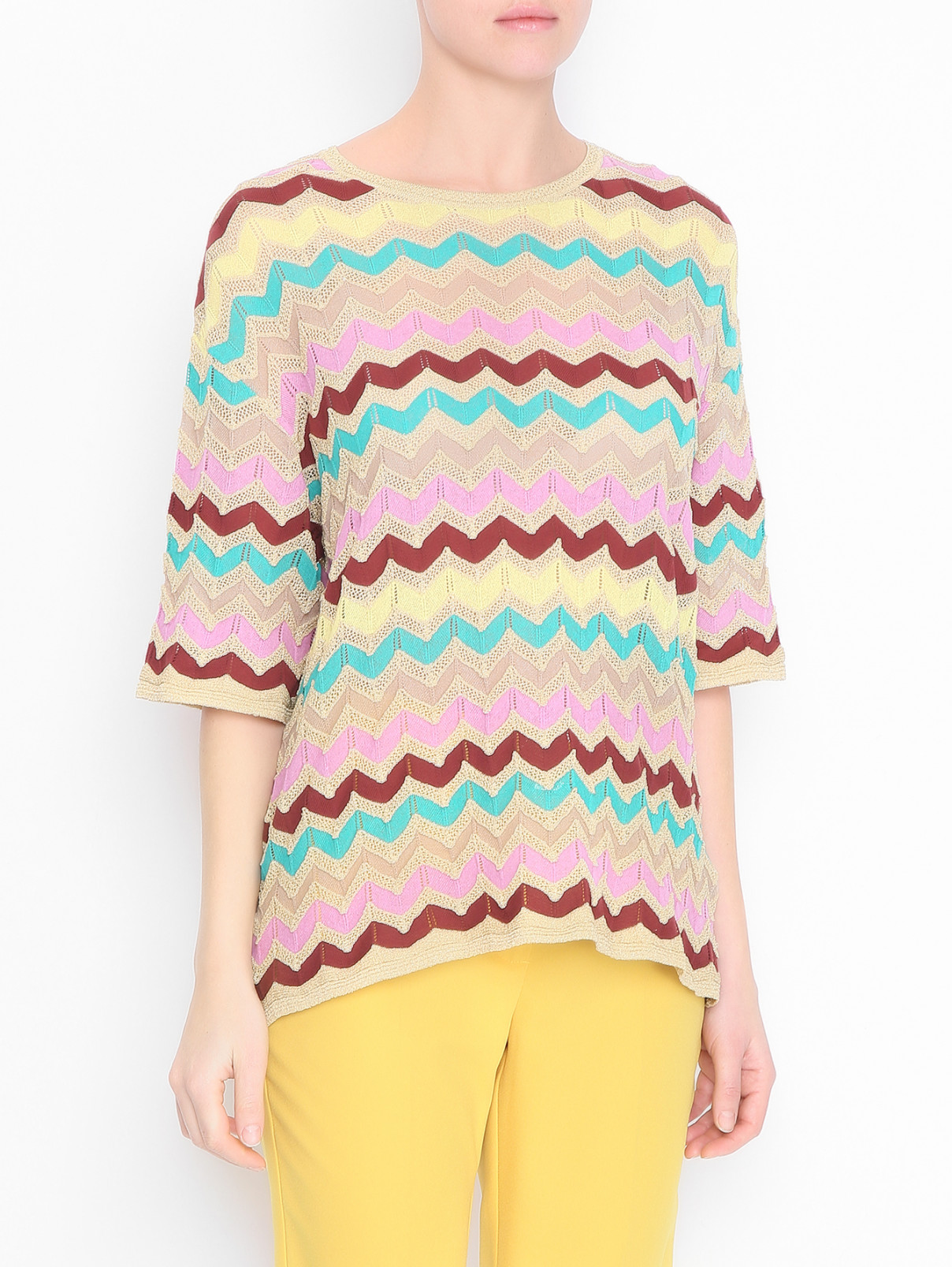 Блуза из смешанного хлопка с коротким рукавом M Missoni  –  МодельВерхНиз  – Цвет:  Мультиколор