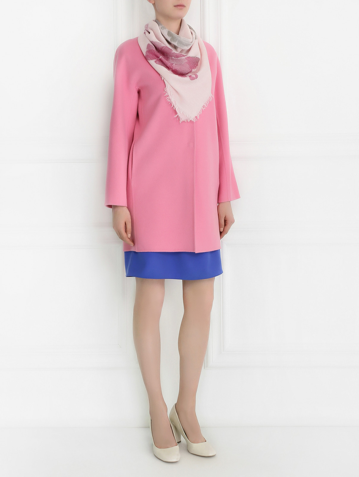 Пальто свободного кроя из шерсти и ангоры Ermanno Scervino  –  Модель Общий вид  – Цвет:  Розовый