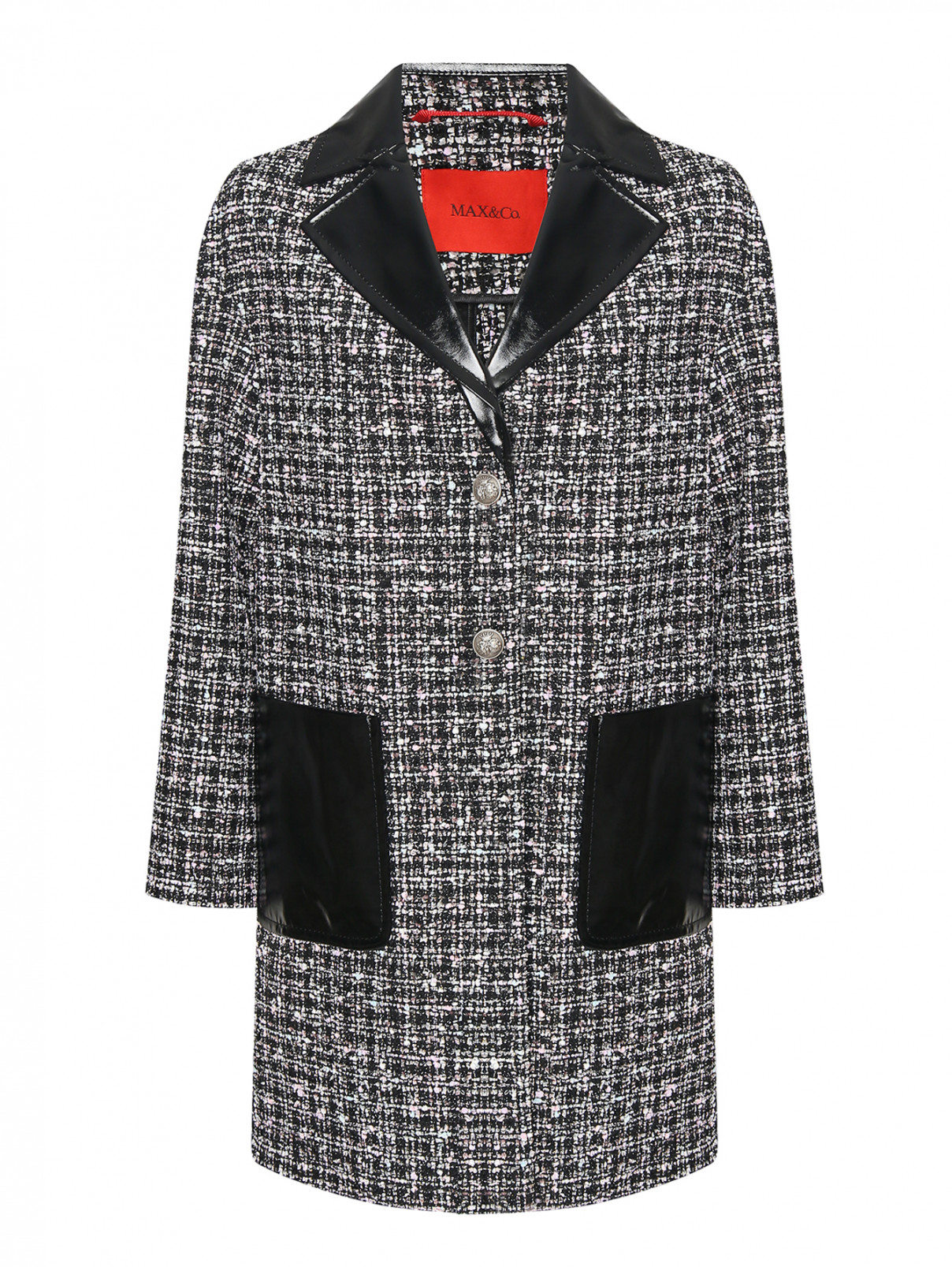 Пальто с накладными карманами на пуговицах Max&Co  –  Общий вид  – Цвет:  Узор