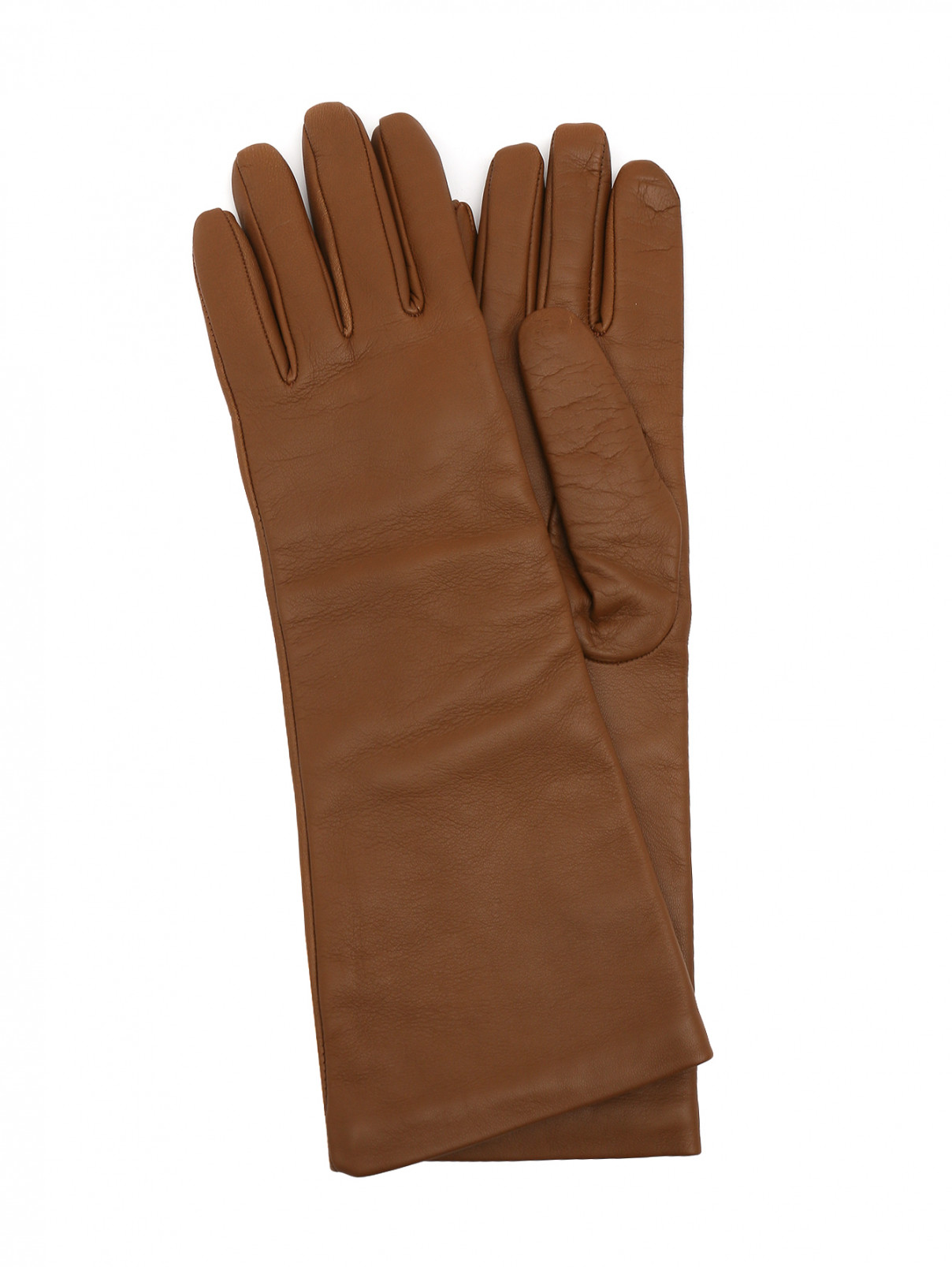 Перчатки из гладкой кожи Weekend Max Mara  –  Общий вид  – Цвет:  Коричневый