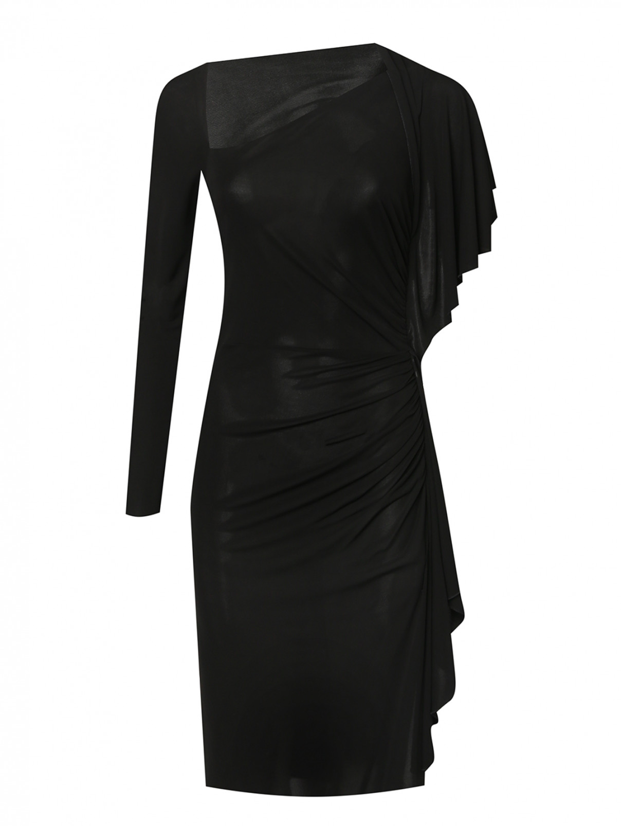 Платье-миди из вискозы Alberta Ferretti  –  Общий вид  – Цвет:  Черный