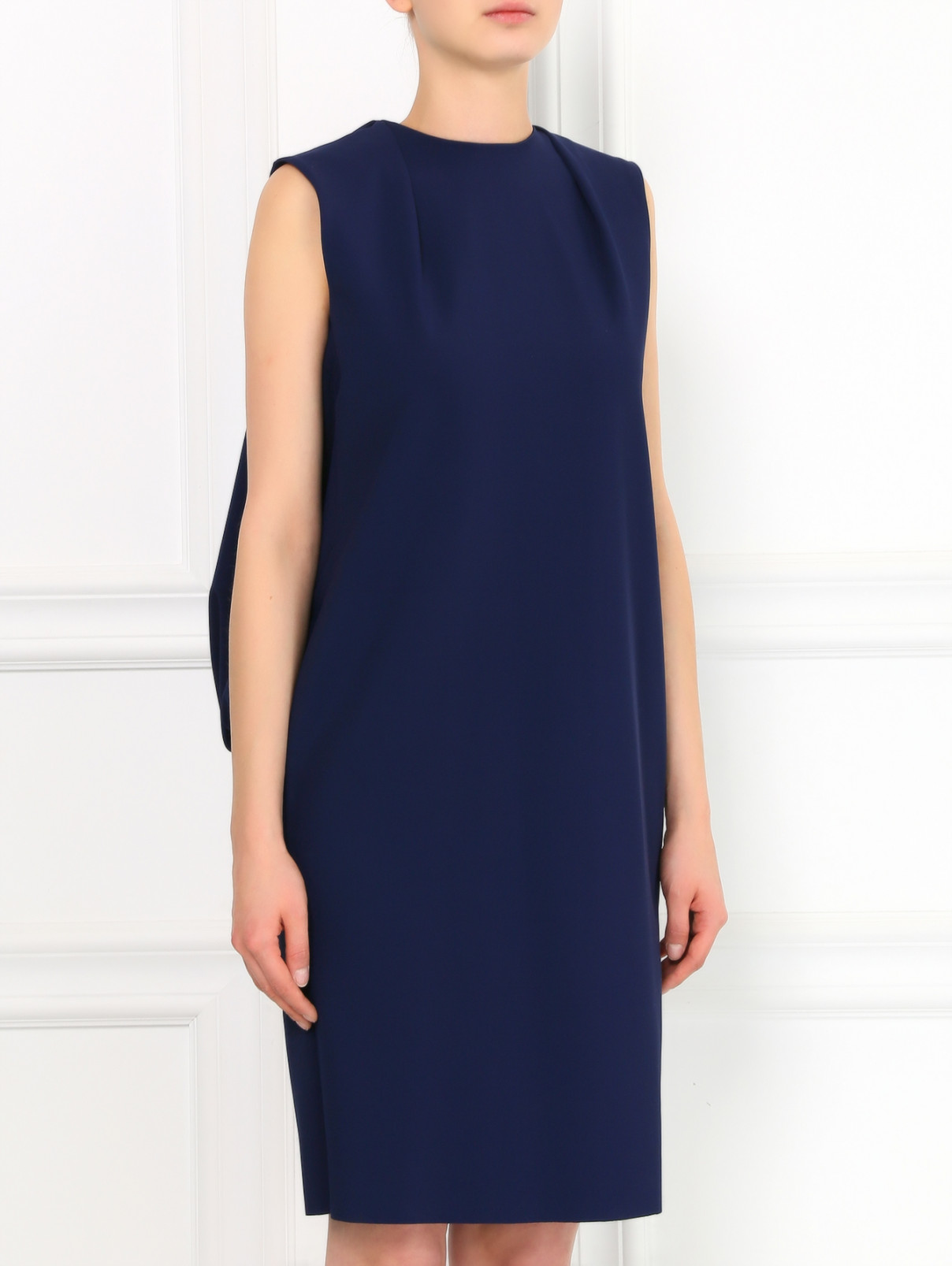 Платье-мини свободного кроя с драпировкой Greta Constantine  –  Модель Верх-Низ  – Цвет:  Синий