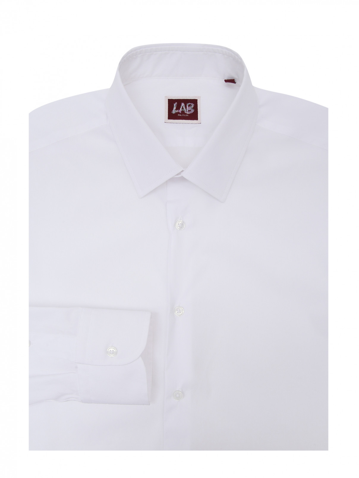 Рубашка однотонная из хлопка Pal Zileri  –  Общий вид  – Цвет:  Белый