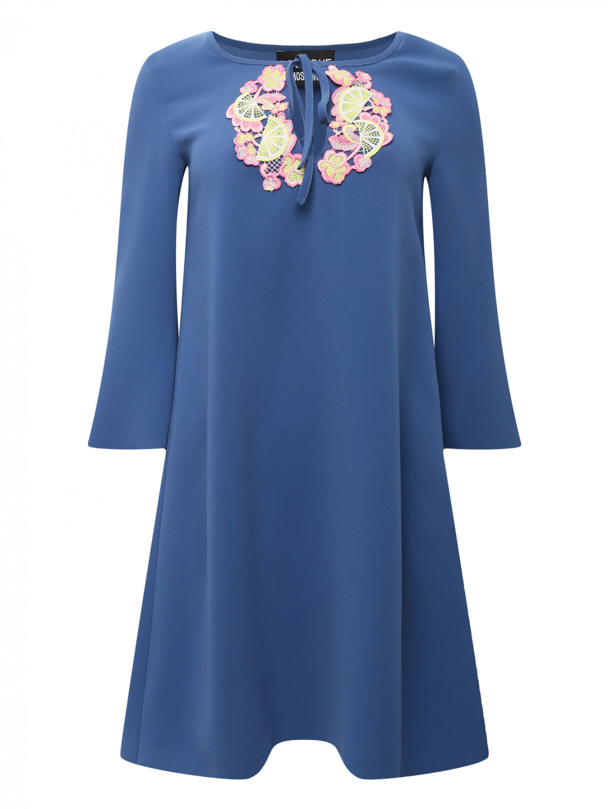 Платье с декором Moschino Boutique  –  Общий вид  – Цвет:  Синий