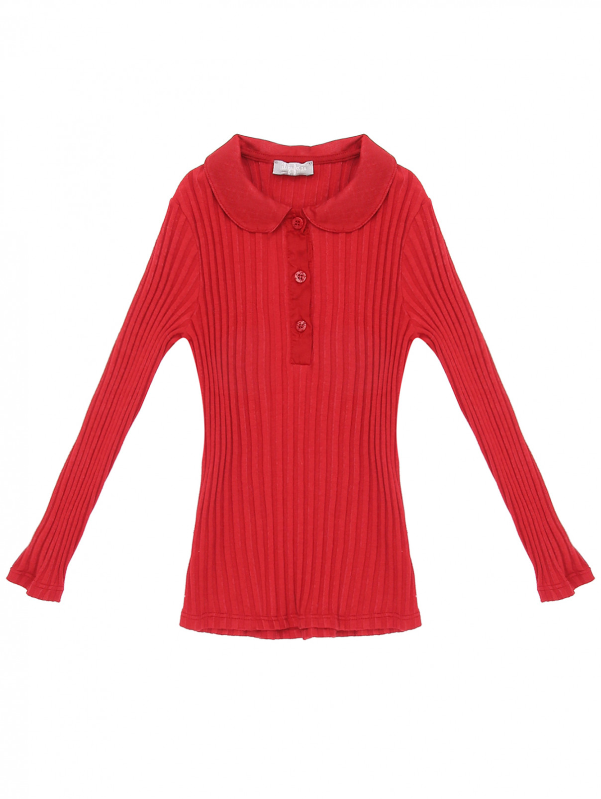 Блуза с длинным рукавом в рубчик Il Gufo  –  Общий вид  – Цвет:  Красный