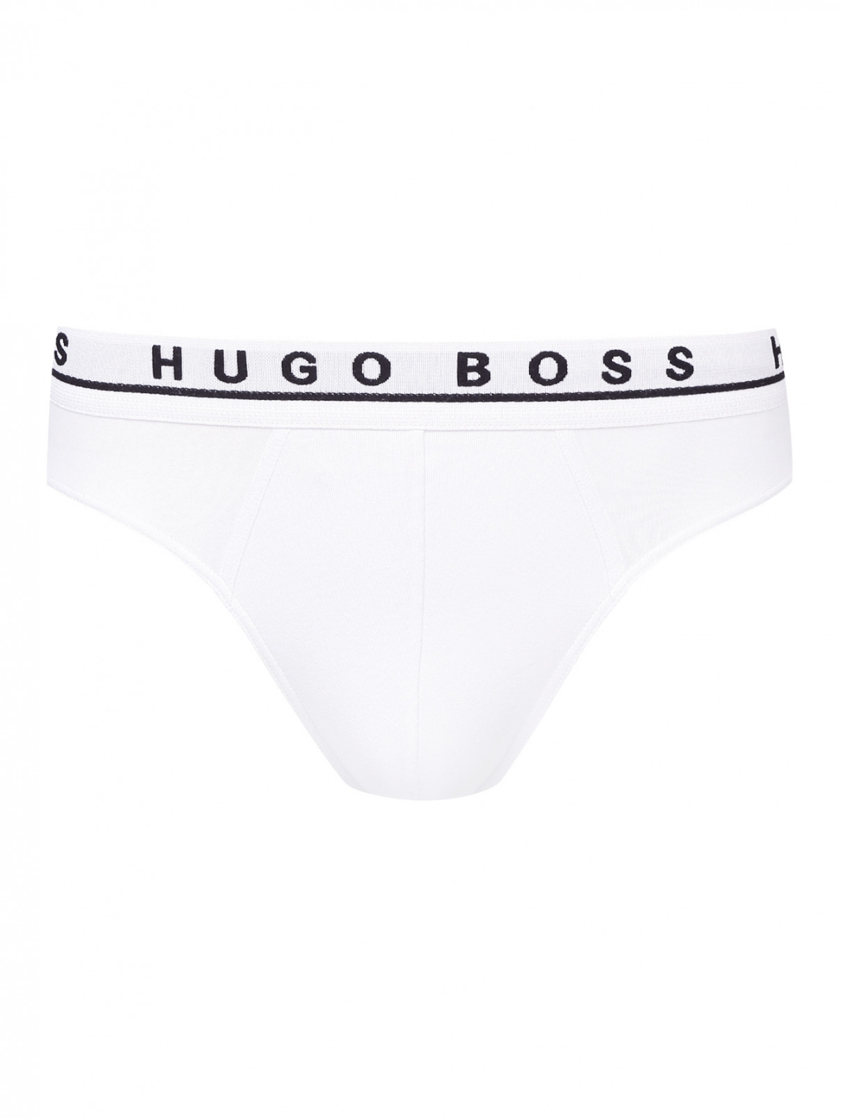 Набор из трех пар трусов из хлопка Hugo Boss  –  Общий вид  – Цвет:  Белый