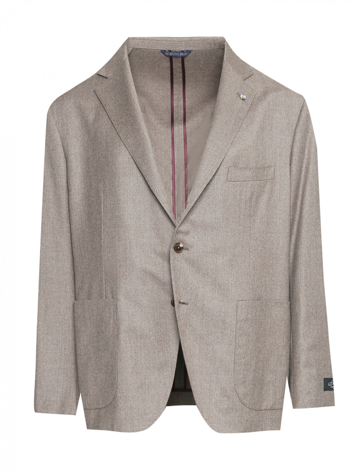 Пиджак из шерсти с накладными карманами Belvest  –  Общий вид  – Цвет:  Бежевый