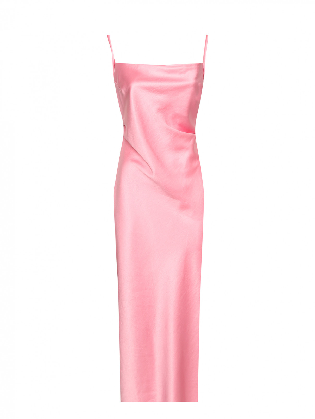 Платье-миди однотонное Nanushka  –  Общий вид  – Цвет:  Розовый