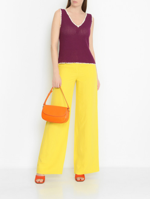 Широкие брюки из вискозы и льна Max Mara - МодельОбщийВид