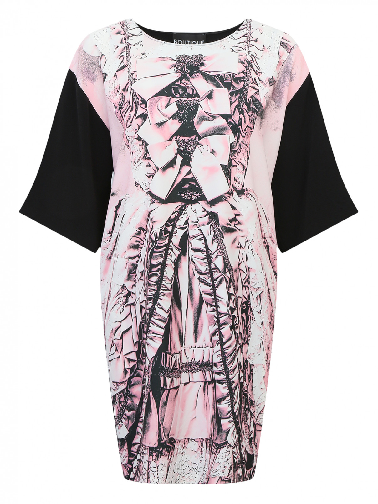 Платье свободного кроя с узором Moschino Boutique  –  Общий вид  – Цвет:  Розовый