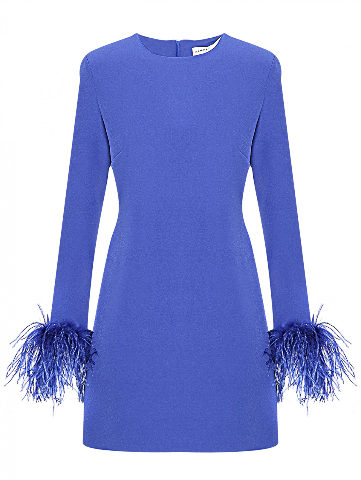 Платье-мини с декоративной отделкой на рукавах P.A.R.O.S.H.  –  Общий вид  – Цвет:  Синий