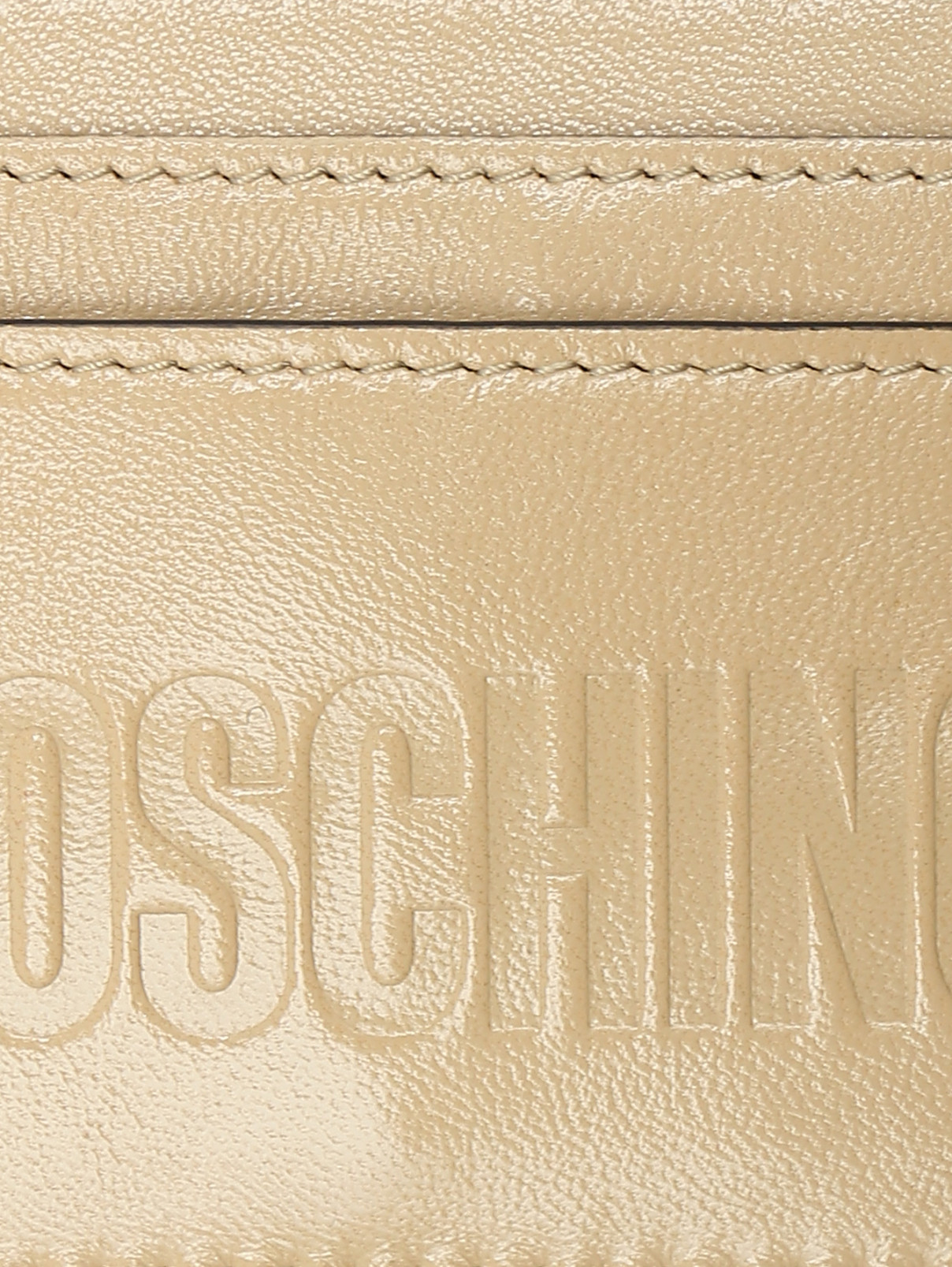 Кошелек для карт из кожи с логотипом Moschino  –  Деталь  – Цвет:  Бежевый