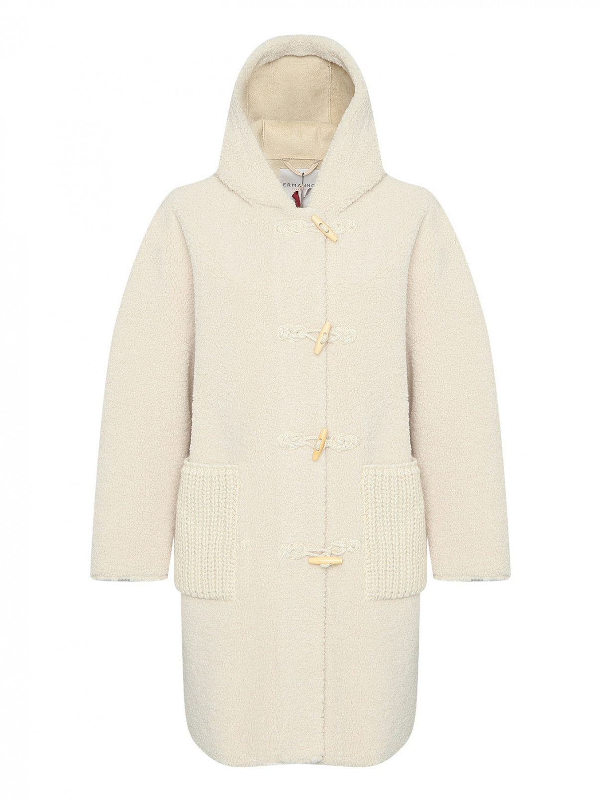 Пальто из шерсти с накладными карманами Ermanno Firenze  –  Общий вид  – Цвет:  Бежевый