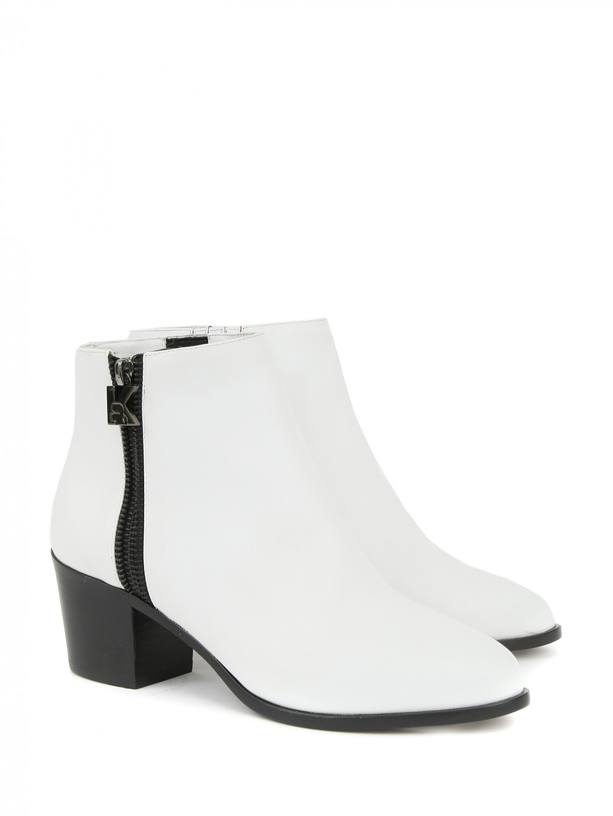 Ботильоны из кожи на устойчивом каблуке Karl Lagerfeld  –  Общий вид  – Цвет:  Белый