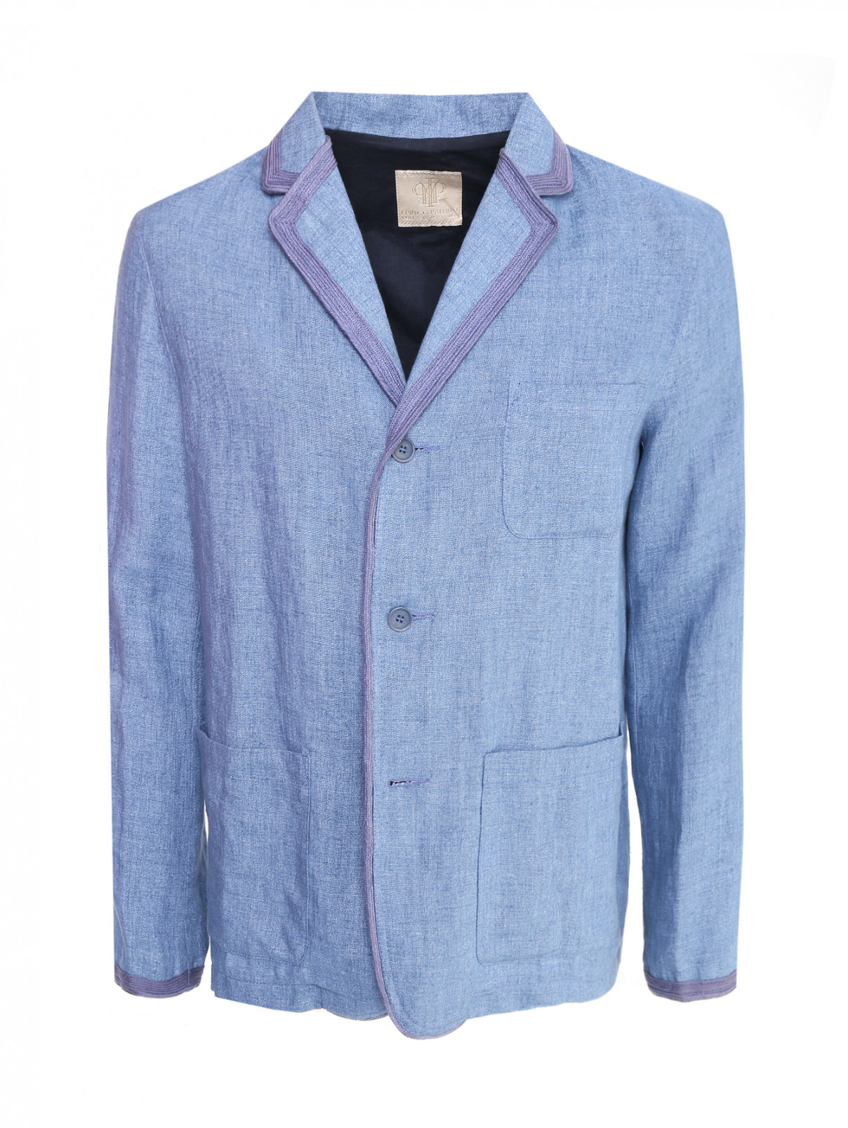 Пиджак однобортный из льна I Pinco Pallino  –  Общий вид  – Цвет:  Синий