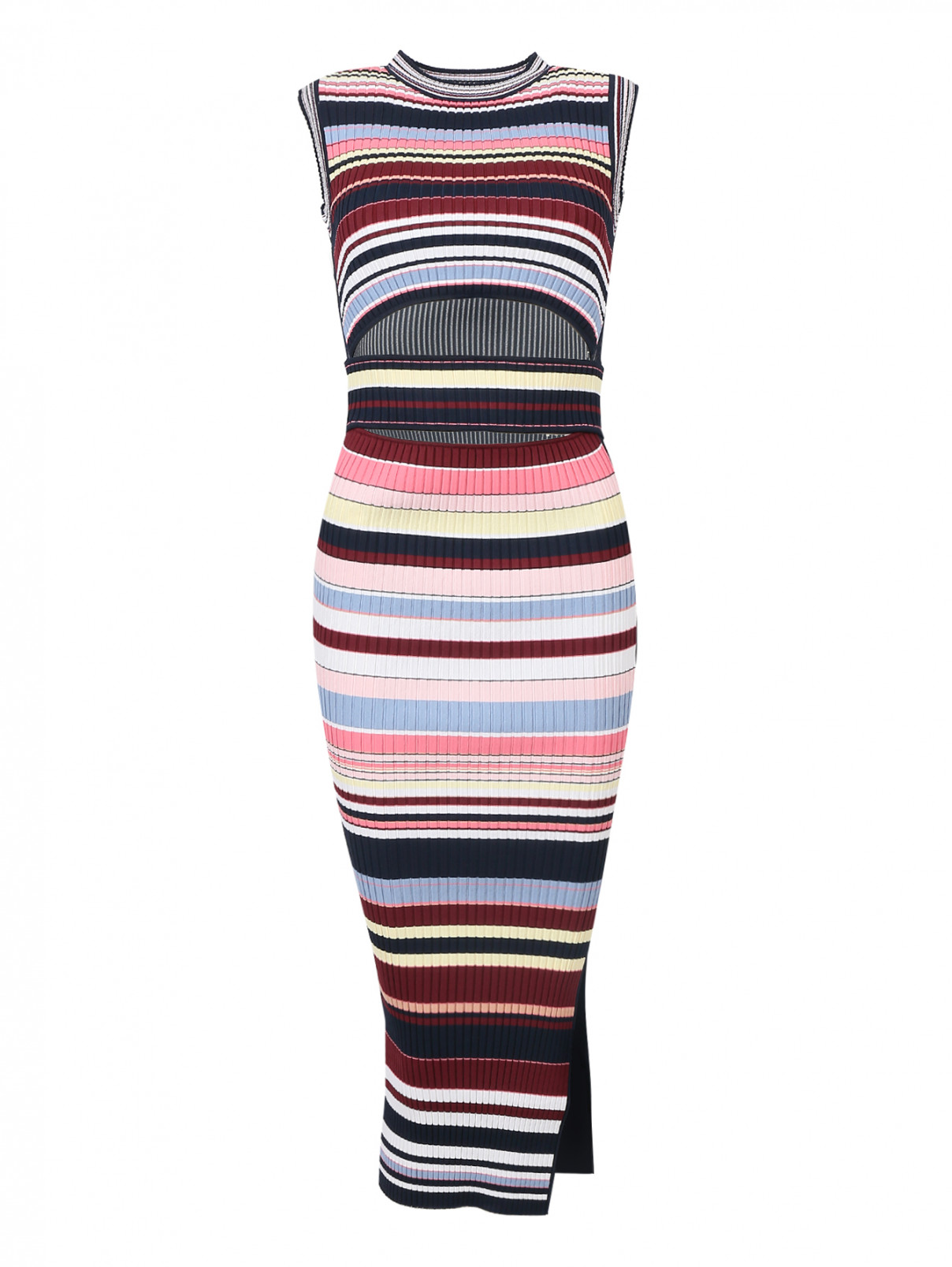 Платье миди трикотажное в полоску Sportmax  –  Общий вид  – Цвет:  Узор