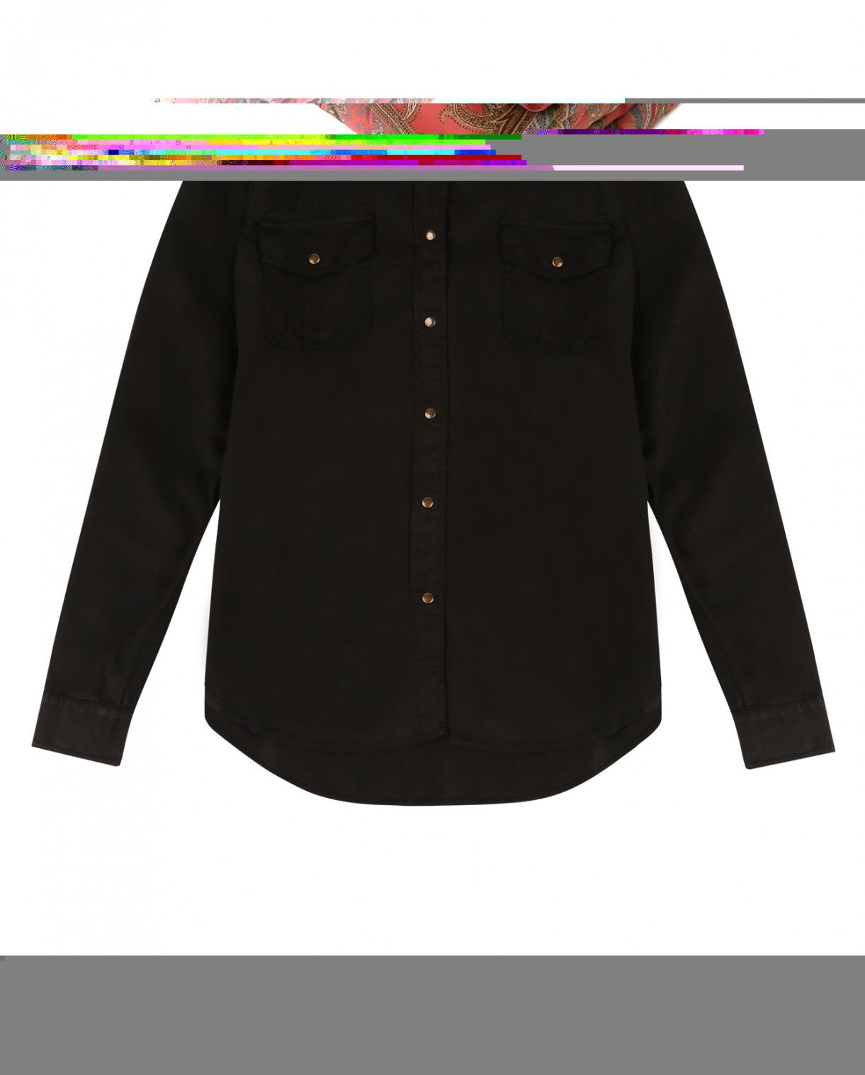Рубашка с карманами и металлическими кнопками Reiko  –  Общий вид  – Цвет:  Черный