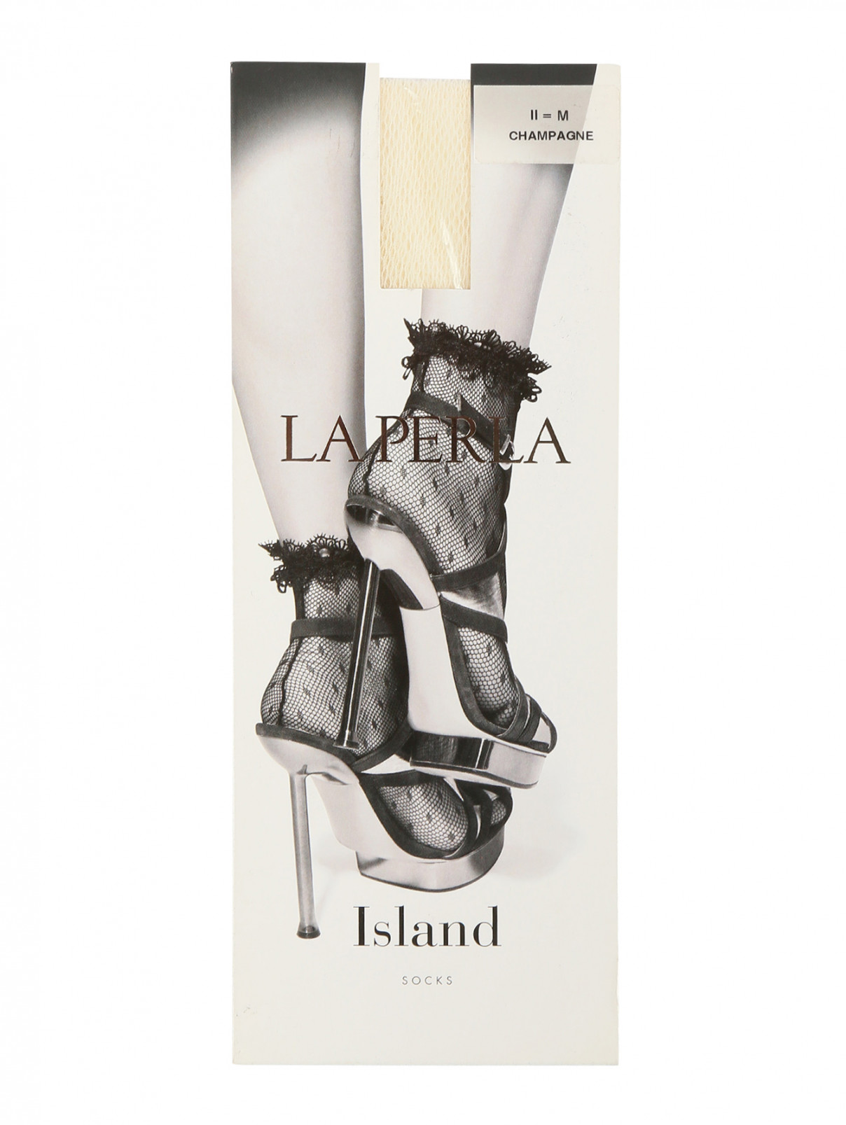 Носки ажурные с отделкой кружевом La Perla  –  Общий вид  – Цвет:  Белый