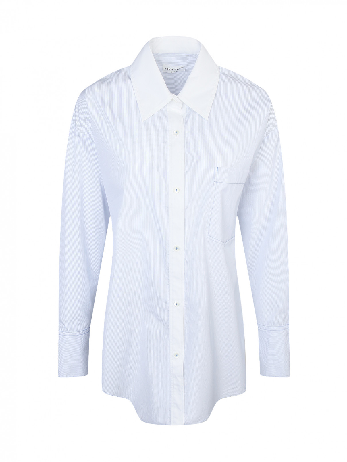 Блуза из хлопка свободного кроя с узором "полоска" Sonia Rykiel  –  Общий вид  – Цвет:  Синий