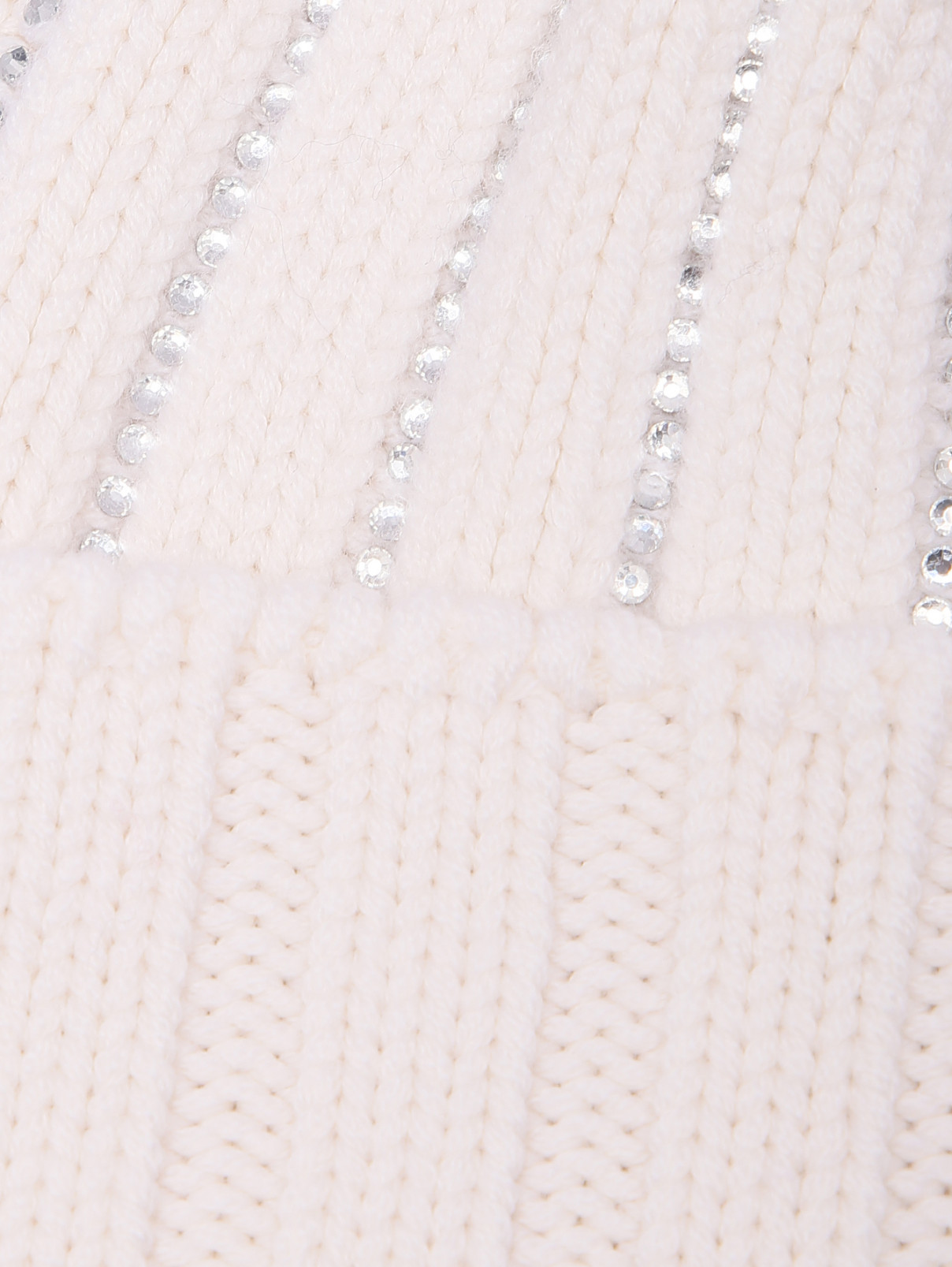 Шапка из шерсти, декорированная кристаллами Ermanno Firenze  –  Деталь  – Цвет:  Белый