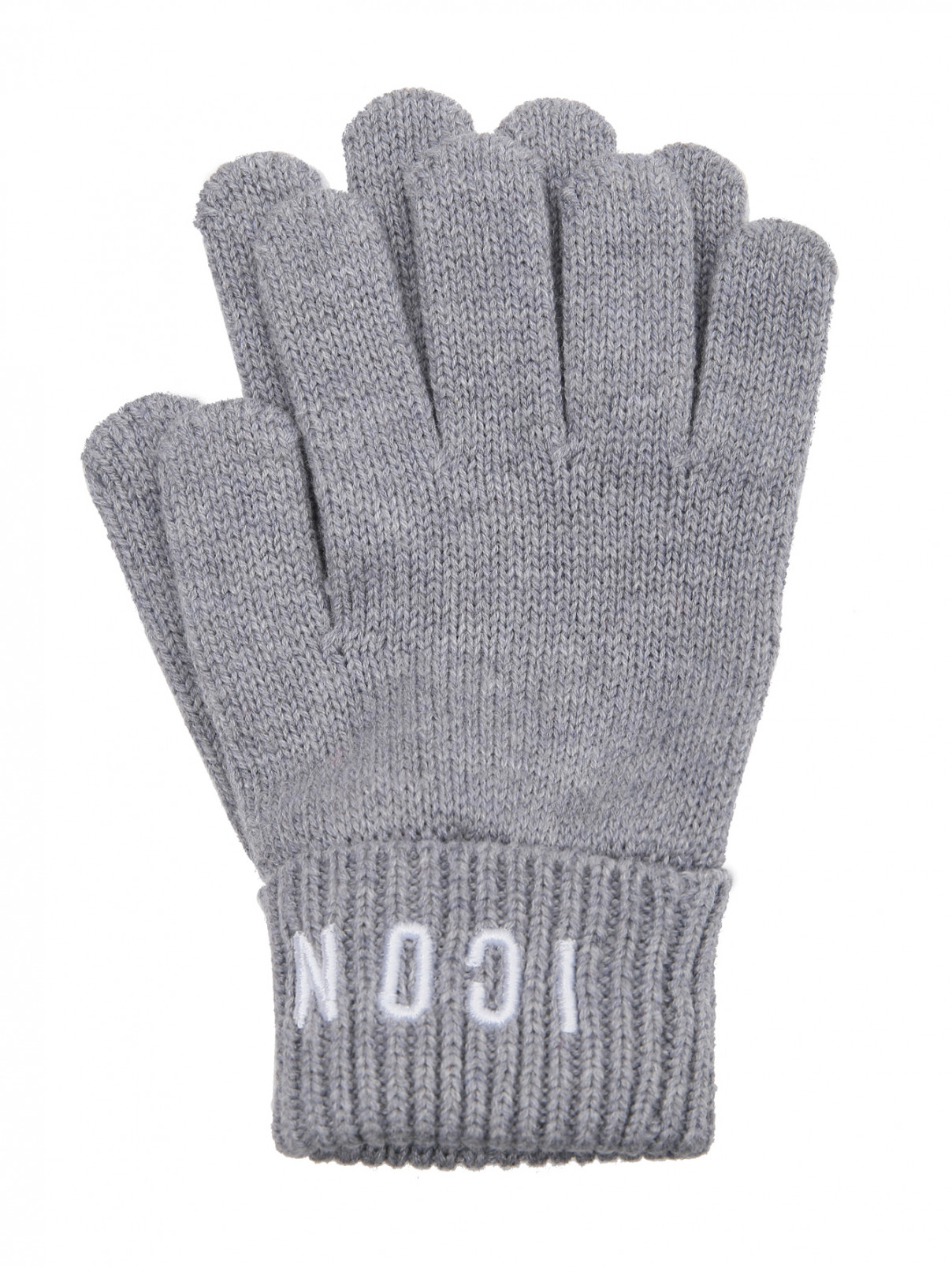 Перчатки из шерсти и хлопка с вышивкой Dsquared2  –  Общий вид  – Цвет:  Серый
