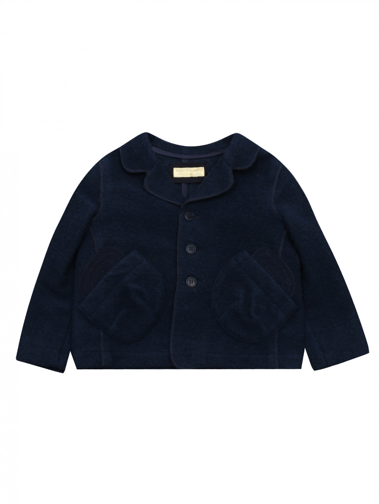 Пиджак из шерсти и хлопка с накладными карманами I Pinco Pallino  –  Общий вид  – Цвет:  Синий
