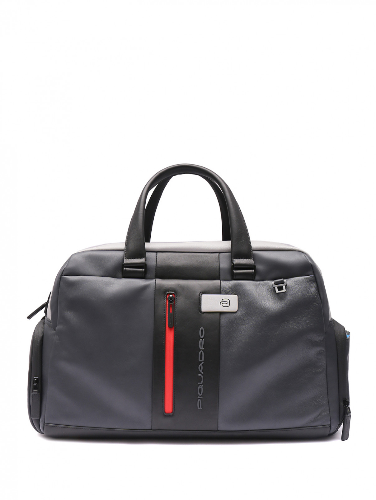 Дорожная сумка из комбинированной кожи Piquadro  –  Общий вид  – Цвет:  Серый