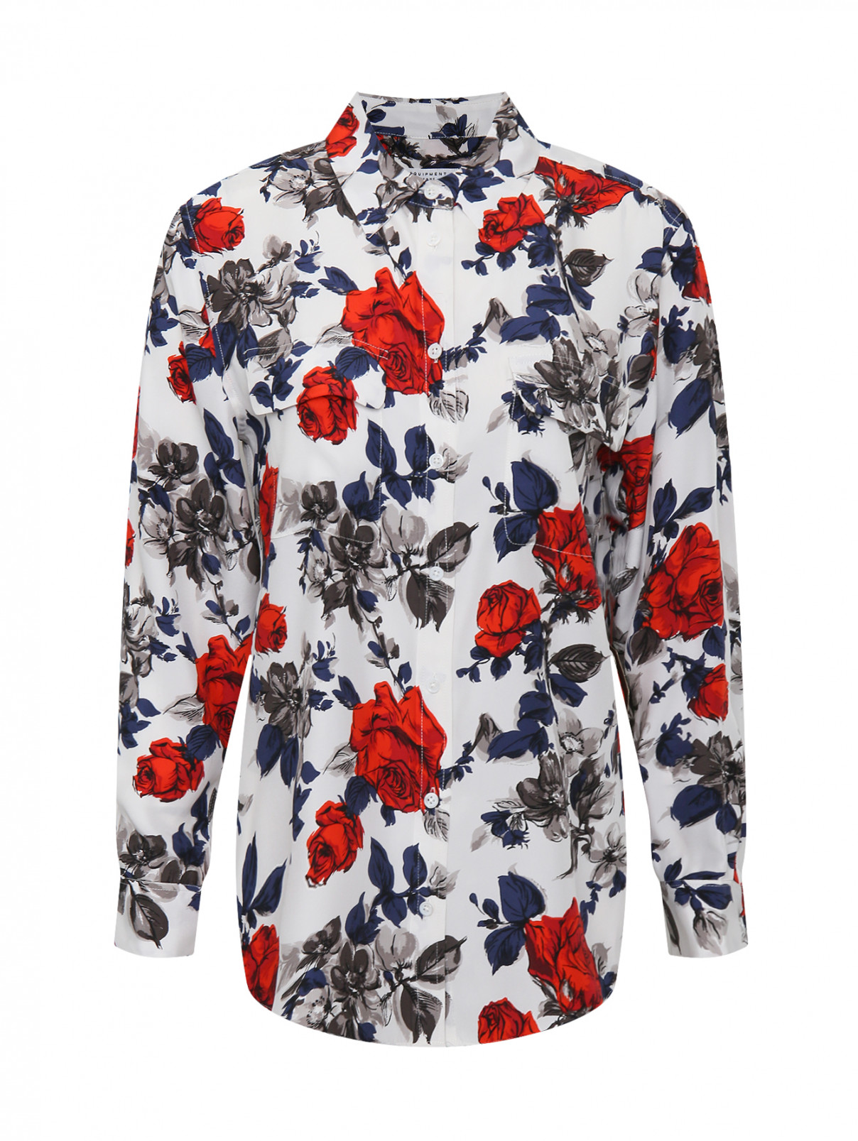Блуза из шелка с цветочным узором Equipment  –  Общий вид  – Цвет:  Узор