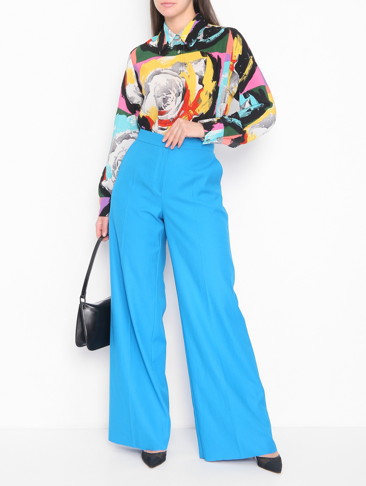 Блуза из шелка с узором Marina Rinaldi  –  МодельОбщийВид  – Цвет:  Мультиколор