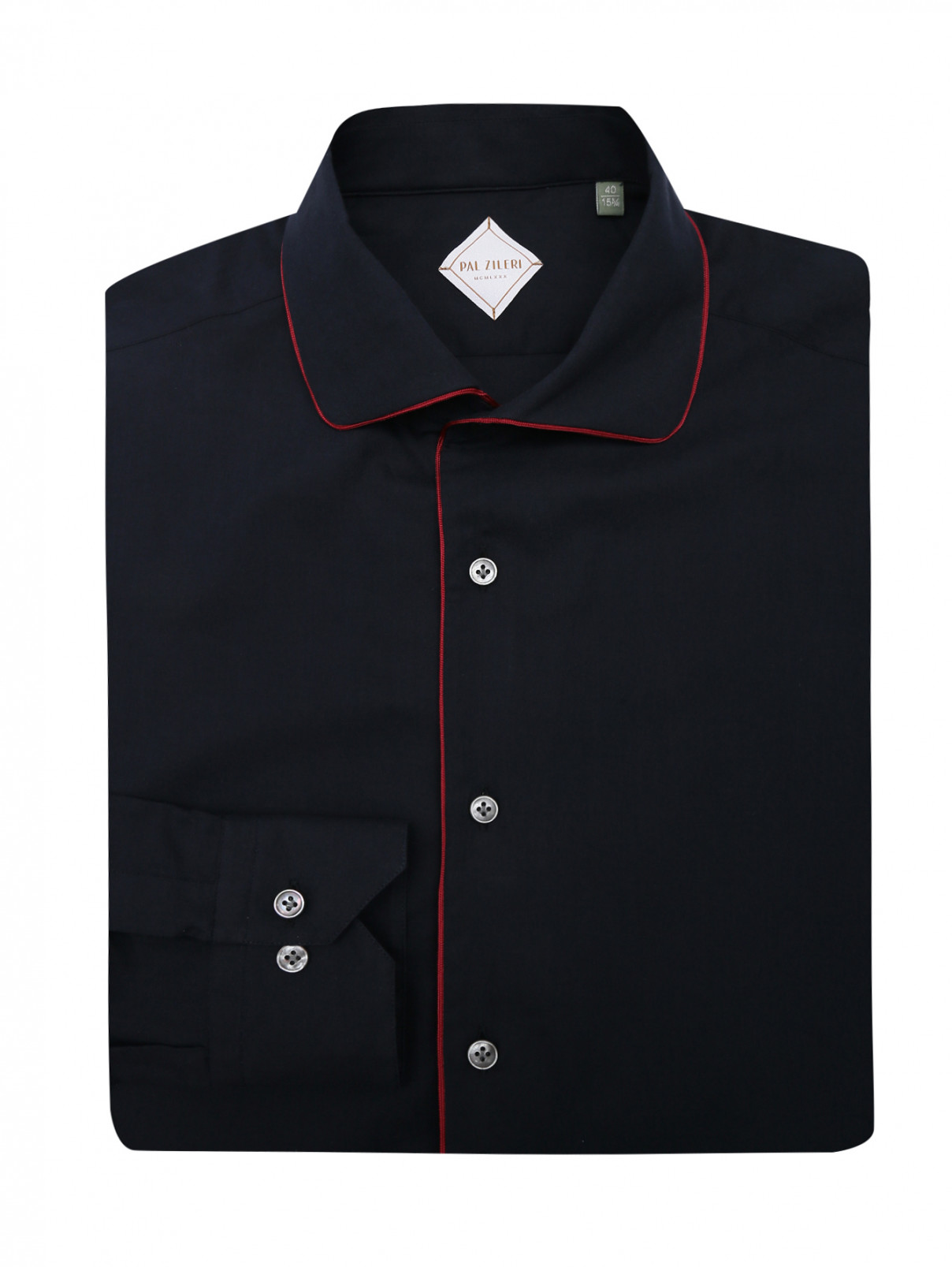 Рубашка из хлопка с контрастной вставкой Pal Zileri  –  Общий вид  – Цвет:  Синий