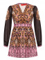 Платье-мини с декоративными пуговицами и цветочным узором Max&Co  –  Общий вид