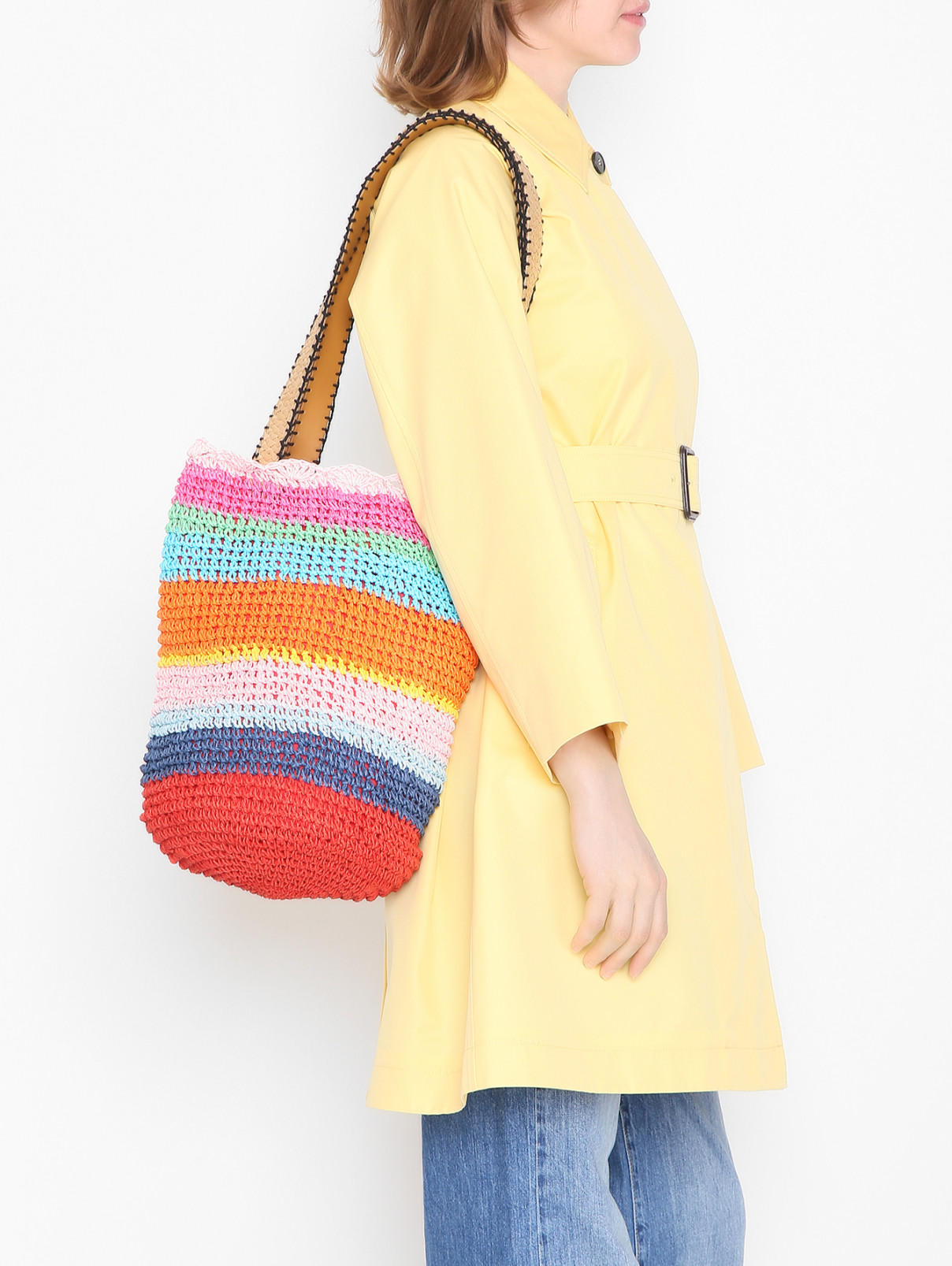 Плетеная сумка с узором Max&Co  –  МодельВерхНиз  – Цвет:  Мультиколор