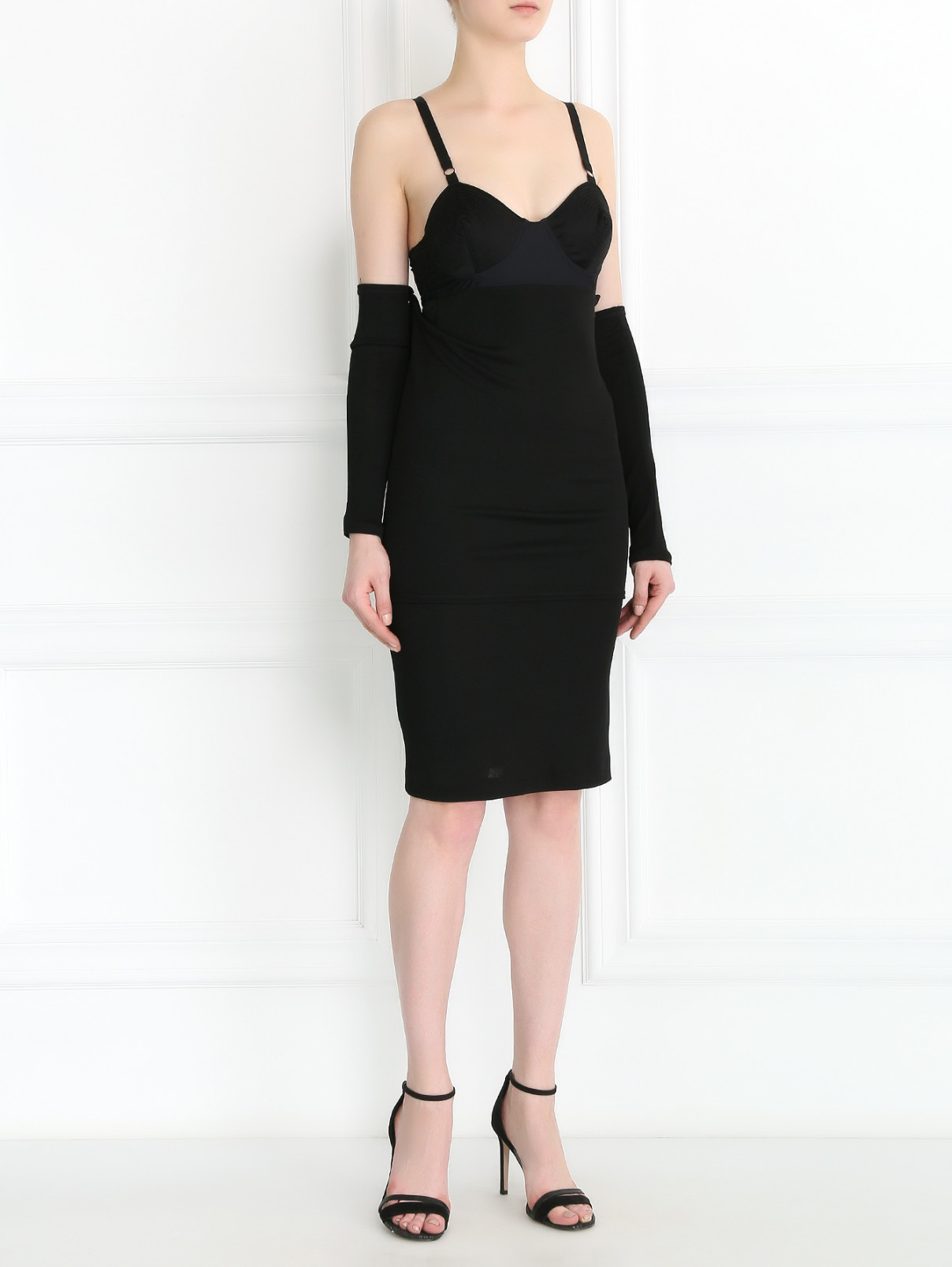 Платье на тонких бретелях Jean Paul Gaultier  –  Модель Общий вид  – Цвет:  Черный