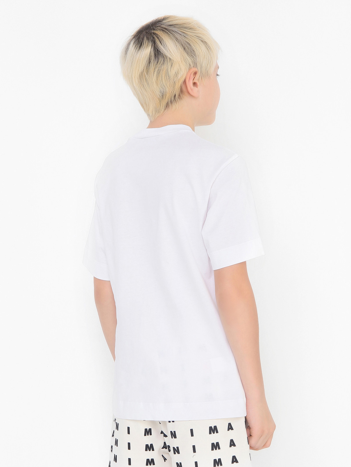 Хлопковая футболка с принтом Marni  –  МодельВерхНиз1  – Цвет:  Белый
