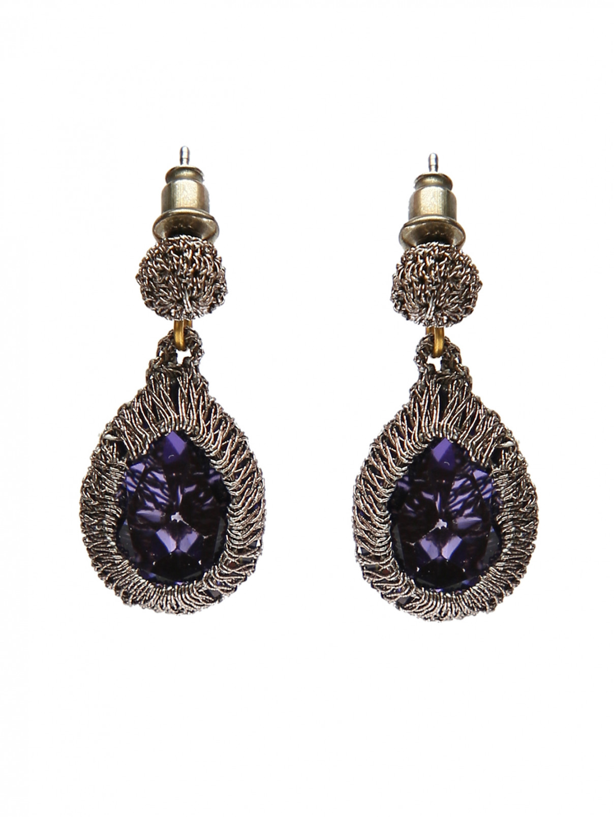 Серьги из металла с подвесками из кристаллов St. Erasmus  –  Общий вид  – Цвет:  Фиолетовый