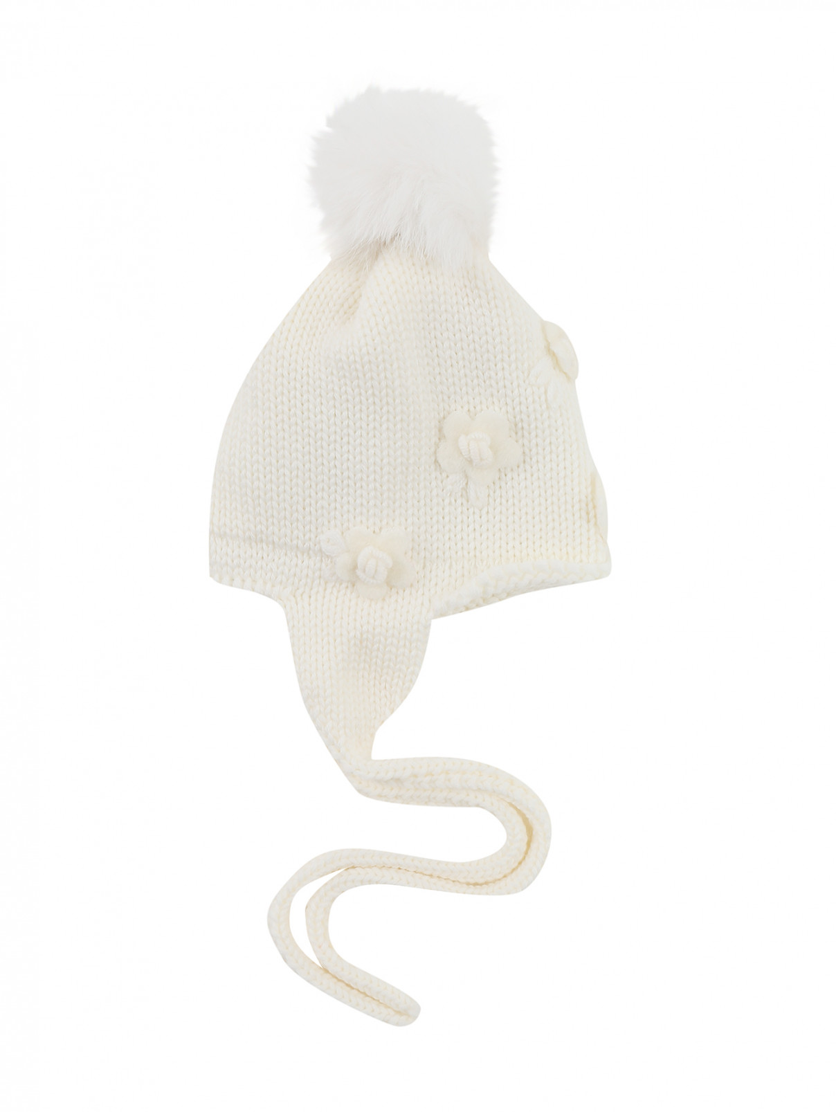 Трикотажная шапочка с меховым помпоном Catya  –  Общий вид  – Цвет:  Белый
