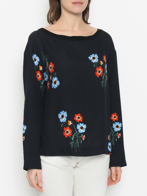Блуза прямого кроя с цветочным узором Sonia Rykiel - МодельВерхНиз