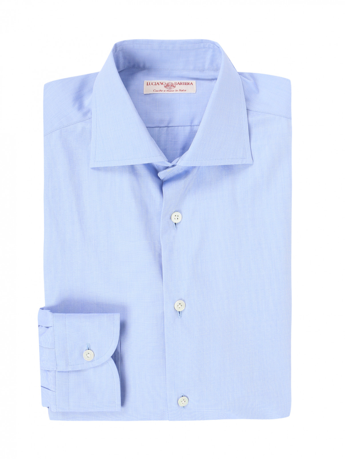 Рубашка из хлопка прямого кроя Luciano Barbera  –  Общий вид  – Цвет:  Синий