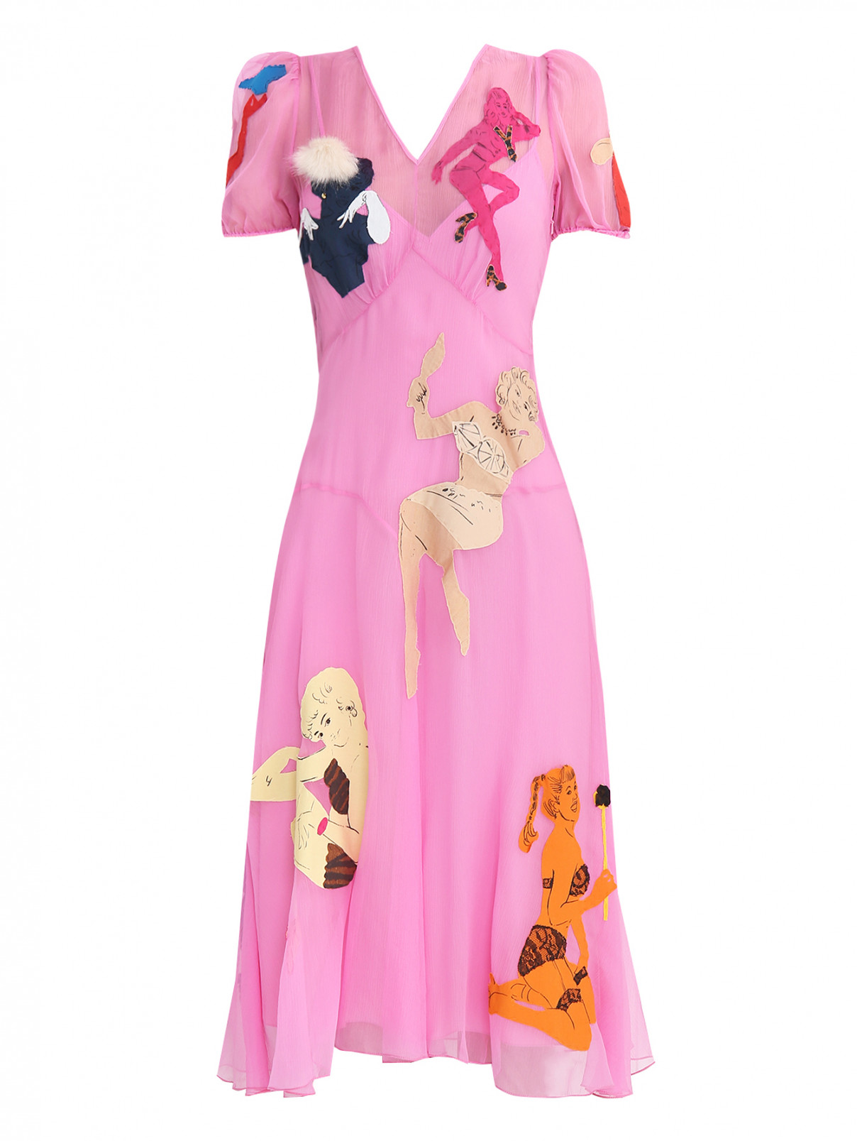 Платье миди из шелка Moschino Couture  –  Общий вид  – Цвет:  Розовый