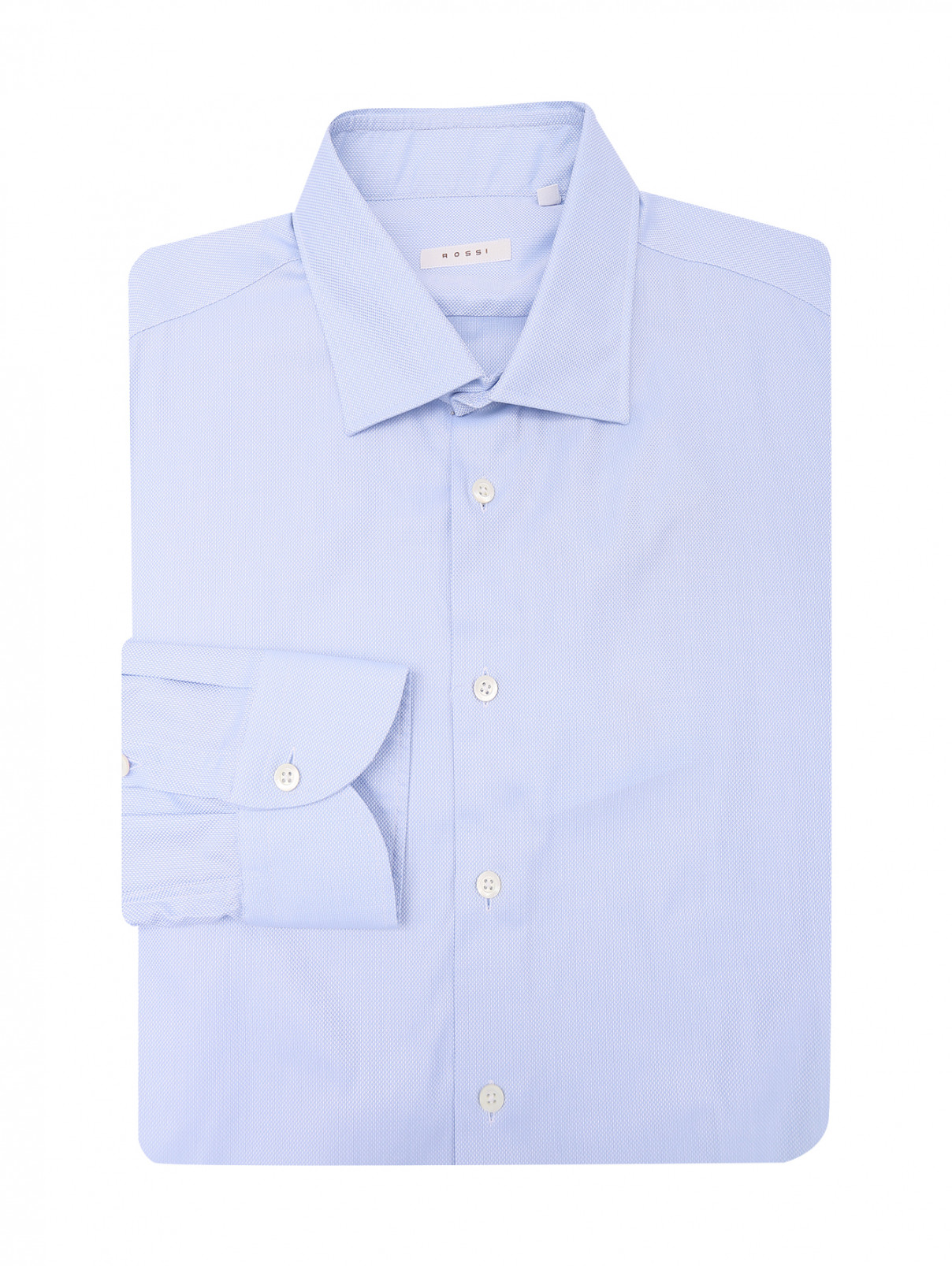 Рубашка из хлопка с узором Rossi  –  Общий вид  – Цвет:  Синий