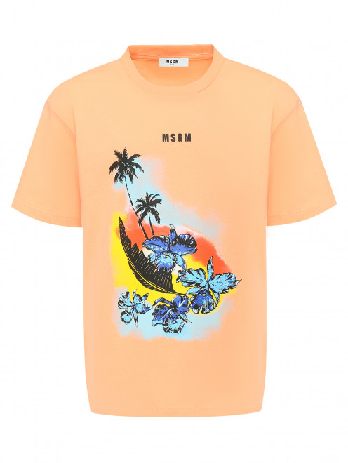 Трикотажная футболка с принтом MSGM - Общий вид