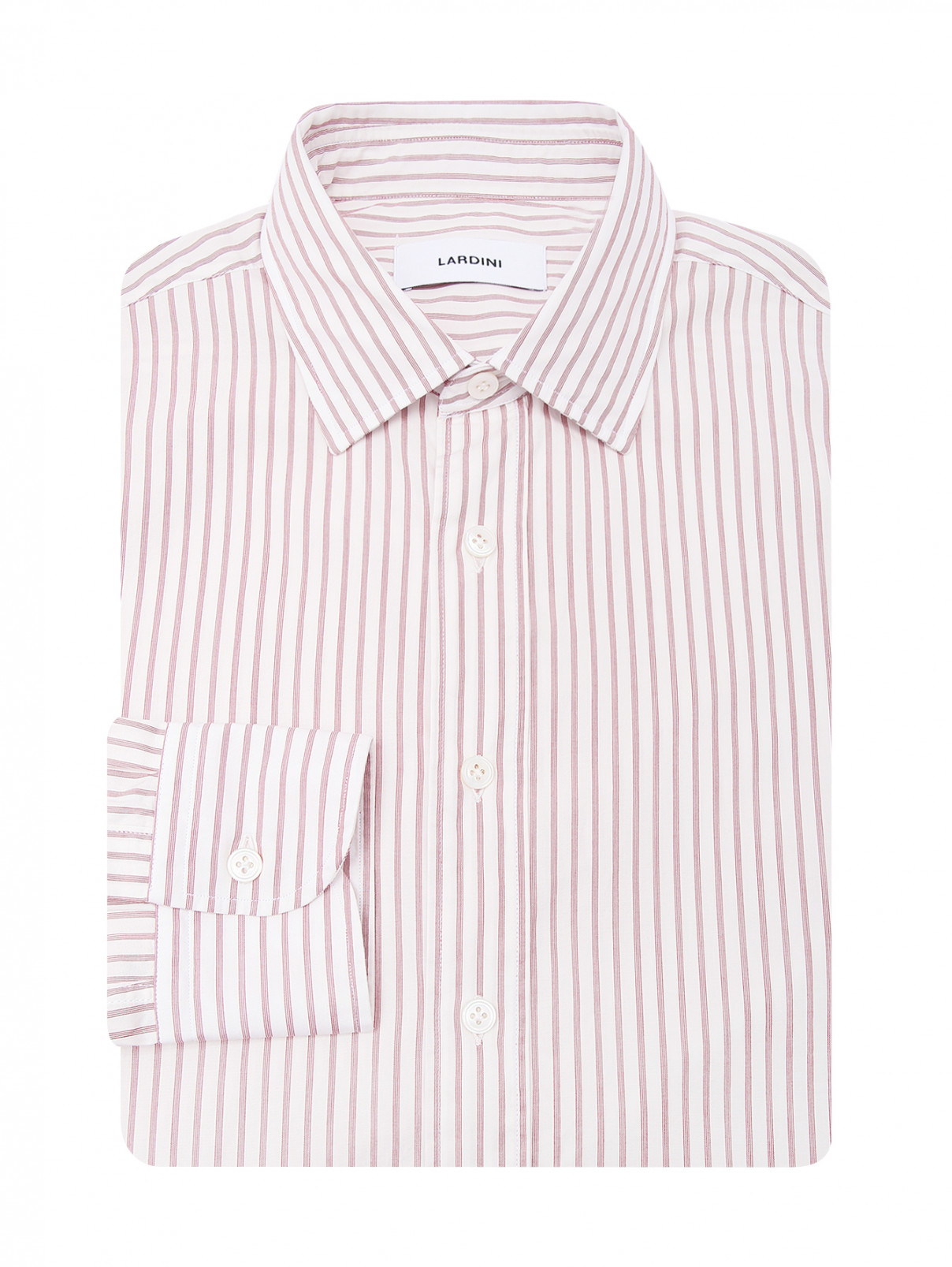 Рубашка из хлопка с узором полоска LARDINI  –  Общий вид  – Цвет:  Узор