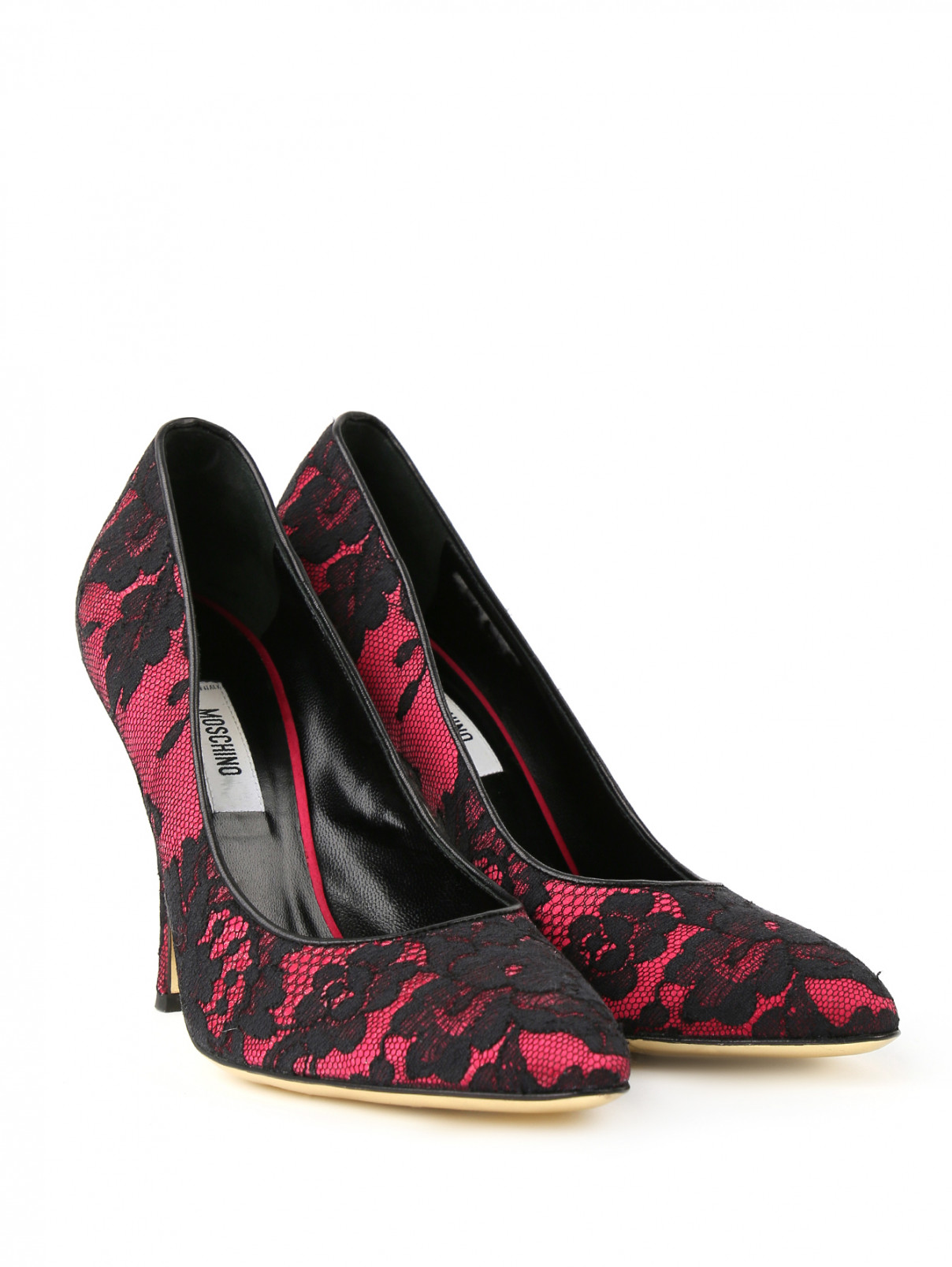 Туфли на каблуке с кружевной вставкой Moschino  –  Общий вид  – Цвет:  Розовый