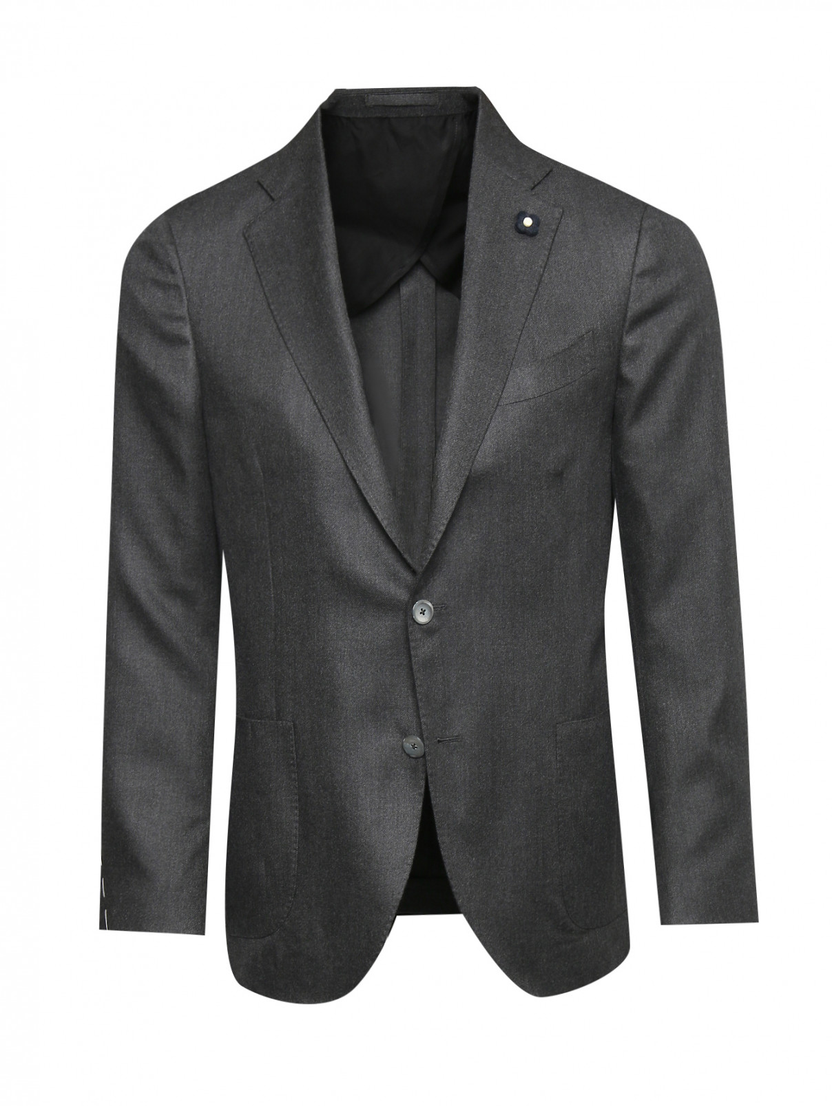 Пиджак из шерсти и кашемира с накладными карманами LARDINI  –  Общий вид  – Цвет:  Серый