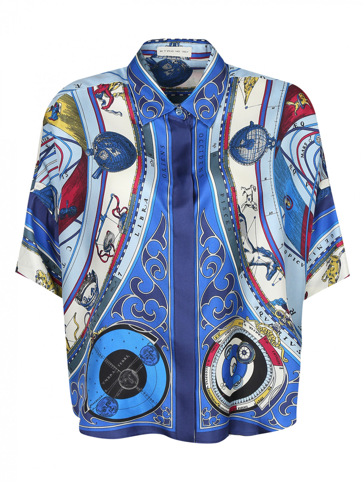 Блуза из шелка свободного кроя с принтом Etro  –  Общий вид  – Цвет:  Узор