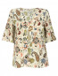 Блуза из шелка с цветочным узором асимметричного кроя Etro  –  Общий вид
