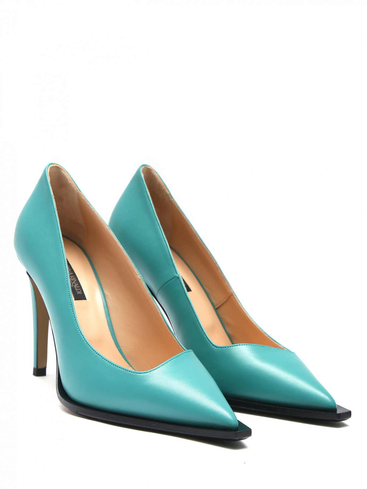 Туфли из кожи на высоком каблуке Marina Rinaldi  –  Общий вид  – Цвет:  Синий