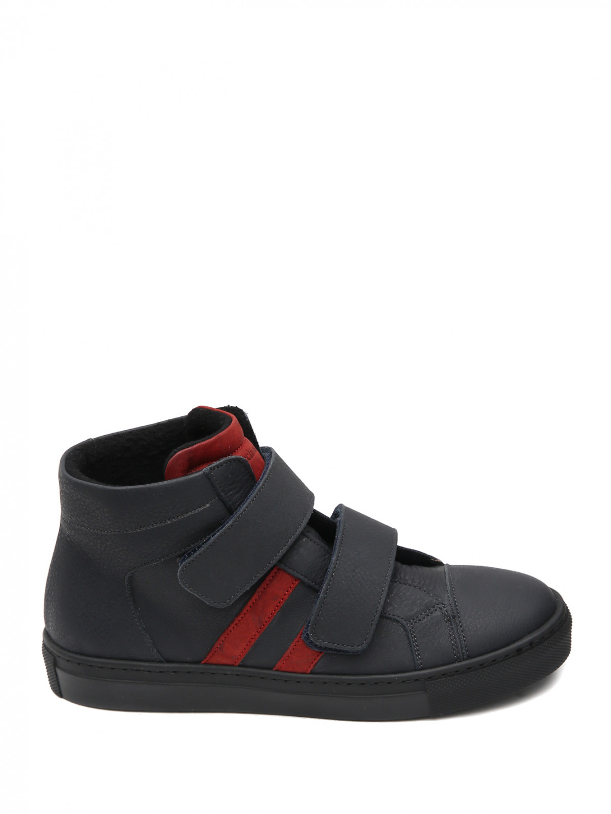 Кожаные ботинки на липучке Zecchino d`Oro  –  Обтравка1  – Цвет:  Черный