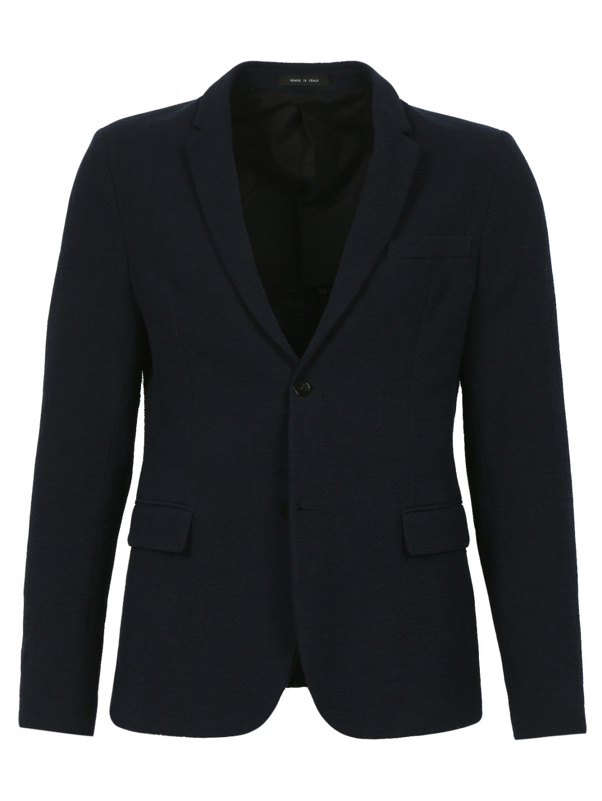 Пиджак из фактурного хлопка Emporio Armani  –  Общий вид  – Цвет:  Синий